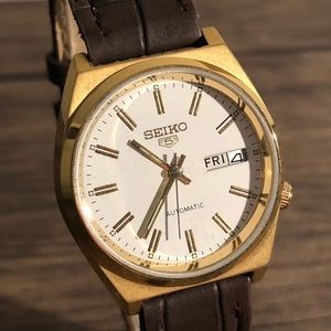 Vintage Seiko 5 Automatic Watch - Gold